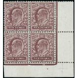 Great Britain King Edward VII Issues 1911-13 Somerset House — 6d. dark purple, block of four