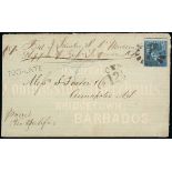 Barbados Britannia Issue Covers Nova Scotia 1870 (26 Apr.) S.P.Musson advertising envelope from Bri