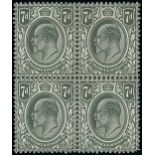 Great Britain King Edward VII Issues 1911-13 Somerset House 7d. deep slate grey, block of four,