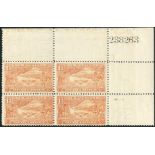 New Zealand 1900 Double Lined Watermark 1½d. pale chestnut Boer War Contingent, block of four from