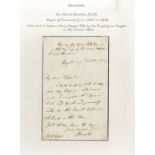 Sarawak 1852 (9 Oct.) one page letter written from Reigate by Sir James Brooke to Captain Henry Ke