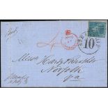 Barbados Britannia Issue Covers United States of America 1855 (11 Feb.) entire letter from Christch