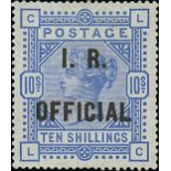 Great Britain Official Inland Revenue Issues of 1884-88 10/- ultramarine on white paper, LC, part o