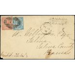 British Honduras 1878 (15 Feb.) envelope to Kansas, bearing 1872-79 perf. 14 1d. blue and 3d. ches