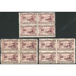 New Zealand 1899-1903 Local Print, Perforation 11, No Watermark 9d. Terraces, blocks of four in pur