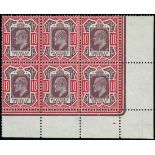 Great Britain King Edward VII Issues 1911-13 Somerset House 10d. dark plum and carmine, block of si