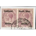 South West Africa 1923 (July-Sept.) Setting III, Bold Lettering 2d. dull purple horizontal pair, va