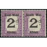 South West Africa Postage Due Stamps 1921 Setting I, on stamps of South Africa (De La Rue) 2d. blac