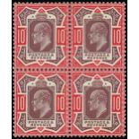 Great Britain King Edward VII Issues 1911-13 Somerset House 10d. deep dull purple and scarlet, bloc