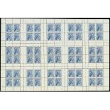 Australia 1928 Melbourne Exhibition 3d. blue, special sheet of 60 stamps divided into 15 blocks of