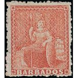 Barbados 1870 Watermark Large Star, Rough Perf. 14 to 16 (4d.) dull vermilion,