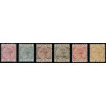 Barbados 1882-86 Keyplate Issue Specimen Stamps ½d., 1d., 2½d., 3d., 4d. grey, 4d. brown, 6d., 1/-