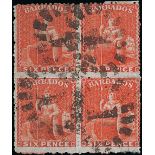 Barbados 1861-70 Issue Issued Stamps 6d. dull orange-vermilion block of four,