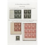 Sarawak 1895 Perkins Bacon Issue Imperforate Plate Proofs 2c. (marginal) and 6c. blocks of four in