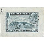 Gibraltar 1931-33 "Rock" 2d. composite essay, being a die proof of the 1d. in slate on ungummed wa