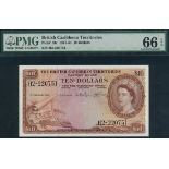 British Caribbean Currency Board, $10, 2 January 1962, serial number H2-220751, (Pick 10c, TBB B110