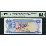 Bahamas Monetary Authority, specimen $100, 1968, serial number A000000,, (Pick 33s, TBB B208as),