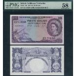 British Caribbean Currency Board, $20, 2 January 1964, serial number E2-716396, (Pick 11b, TBB B111