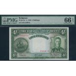 Bahamas Government, 4 shillings, ND (1947), serial number A/9 843610, (Pick 9e, TBB B108e),