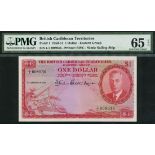 British Caribbean Currency Board, $1, 1 September 1951, serial number L/1 008936, (Pick 1, TBB B101