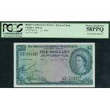 British Caribbean Currency Board, $5, 2 January 1963, serial number V2-344487, (Pick 9c, TBB B109i)