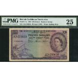British Caribbean Currency Board, $20, 5 January 1953, serial number A2-210020, (Pick 11a, TBB B111
