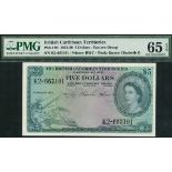 British Caribbean Currency Board, $5, 2 January 1958, serial number K2-663101, (Pick 9b, TBB B109e)