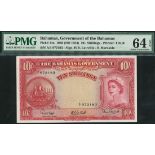 Bahamas Government, 10 shillings, ND (1953), serial number A/1 072183, (Pick 14a, TBB B113a),