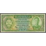 Government of British Honduras, $1, 1 February 1952, serial number A/3 015985, (Pick 24c, TBB B123c