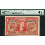 Government of British Guiana, $1, 1 June 1937, serial number E/8 09383, (Pick 12a, TBB B107a),