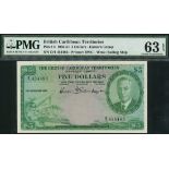 British Caribbean Currency Board, $5, 28 November 1950, serial number D/1 454483, (Pick 3, TBB B103