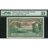 Bahamas Government, 4 shillings, ND (1919), serial number A/2 074006, (Pick 5, TBB B105a),