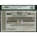 British Guiana, Colonies of Demerary and Essequebo, unissued 1 joe or 22 gulders, 1 May 1930, seria