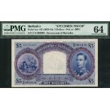 Government of Barbados, specimen $5, ND (1939-43), serial number C/A 000000, (Pick 4s, TBB B104s),