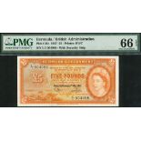 Bermuda Government, £5, 1 May 1957, serial number L/1 004988, (Pick 21c, TBB B122c),