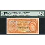 Bermuda Government, £5, 1 October 1966, serial number U/1 804554, (Pick 21d, TBB B122d),