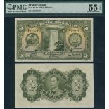 Government of British Guiana, $5, 1 January 1942, serial number B/2 98759, (Pick 14b, TBB B109b),