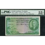 British Caribbean Currency Board, $5, 1 September 1951, serial number H/007273, (Pick 3, TBB B103b)
