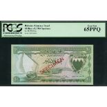 Bahrain Currency Board, specimen 10 dinars, 1964, serial number EE000000, (Pick 6s, TBB B106s),