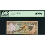 Bahrain Currency Board, specimen 1/4 dinar, 1964, serial number AA000000, (Pick 2s, TBB B102s),