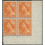 Definitive Issues 1953-56 Queen Elizabeth II Issues Issued Stamps 6d. orange lower right corner blo