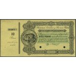 Banco de Londres y Rio de la Plata, Argentina, specimen 10 pesos, Cordoba, 15 November 1869, serial