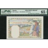 Algeria, specimen proof 50 francs, ND (1938-45), no serial number, (Pick 87 for type),