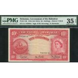 Government of the Bahamas, 10 shillings, ND (1954), serial number A/1 922614, (Pick 14b, 19a),