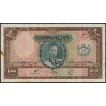 Bank of Afghanistan, 1000 afghanis, 1318 (1939), red serial number 019780, (Pick 27A, TBB B308),