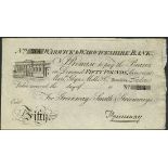 Warwick and Warwickshire Bank, Greenway, Smith and Greenways, part issued £50, Leamington, 18-, ser