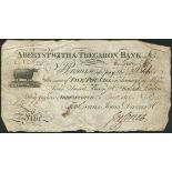 Aberystwith & Tregaron Bank (Evans, Jones, Davies & Co), £5, 1 October 1810, serial number A705, (O