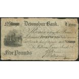 Devonshire Bank, Exeter (Williams, Cann, Searle & Co.), £5, 10 April 1818, serial no D289, (Outing