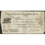 Aberystwith & Tregaron Bank (Evans, Jones, Davies & Co), £2, 8 February 1814, serial number D1596,