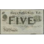 Bury and Suffolk Bank, Oakes, Bevan & Co., unissued £5, Bury, 185-, (Outing 386),